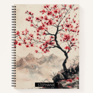 Crimson Sakura Mountain Serenity (1) Notebook