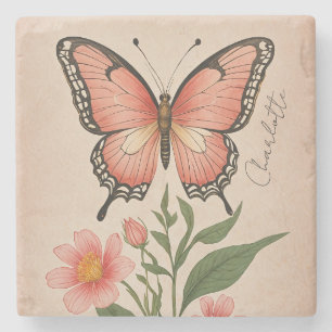 Crimson Serenade Personalised Stone Coaster