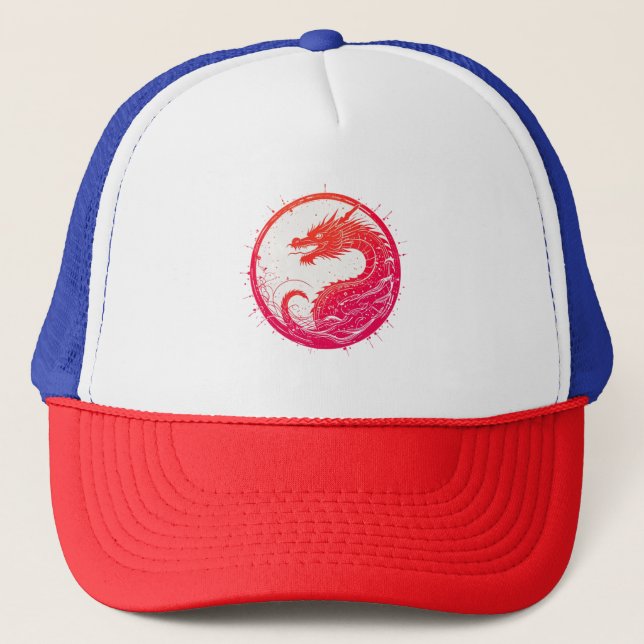 Crimson Serpent Emblem Trucker Hat (Front)