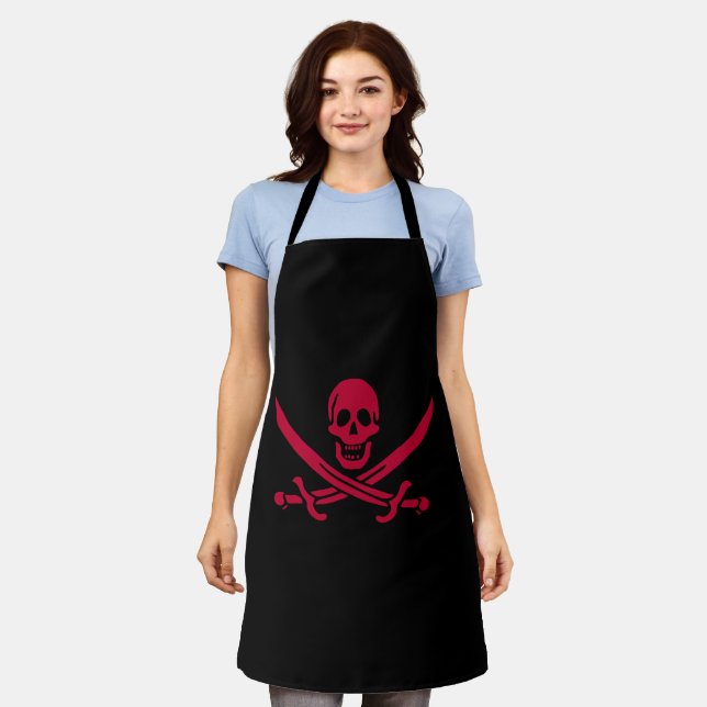 Crimson Skull & Swords Pirate flag of Calico Jack Apron (Worn)