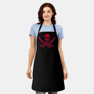 Crimson Skull & Swords Pirate flag of Calico Jack Apron
