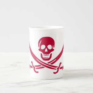 Crimson Skull & Swords Pirate flag of Calico Jack Bone China Mug