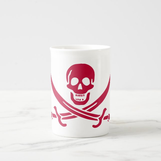 Crimson Skull & Swords Pirate flag of Calico Jack Bone China Mug (Front)
