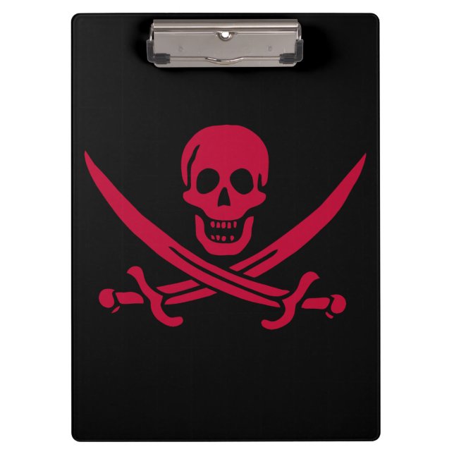 Crimson Skull & Swords Pirate flag of Calico Jack Clipboard (Front)