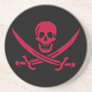 Crimson Skull & Swords Pirate flag of Calico Jack Coaster
