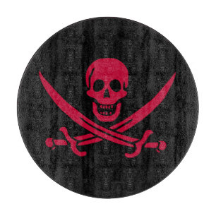 Crimson Skull & Swords Pirate flag of Calico Jack Cutting Board