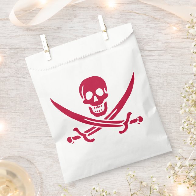 Crimson Skull & Swords Pirate flag of Calico Jack Favour Bags (Clipped)