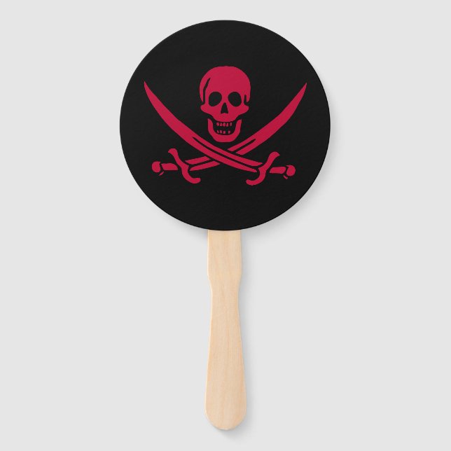 Crimson Skull & Swords Pirate flag of Calico Jack Hand Fan (Front)