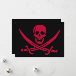 Crimson Skull & Swords Pirate flag of Calico Jack Holiday Card