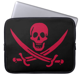 Crimson Skull & Swords Pirate flag of Calico Jack Laptop Sleeve