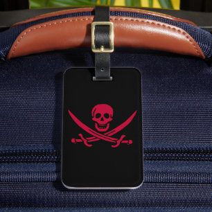 Crimson Skull & Swords Pirate flag of Calico Jack Luggage Tag