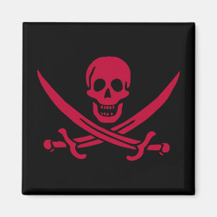 Crimson Skull & Swords Pirate flag of Calico Jack Magnet
