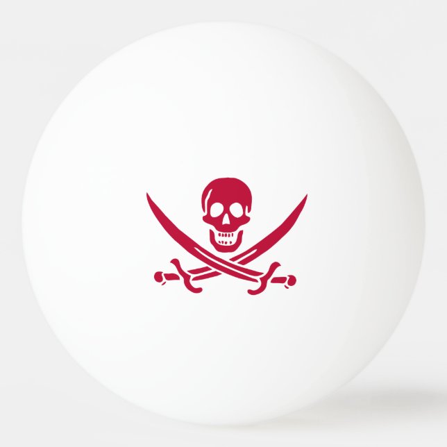 Crimson Skull & Swords Pirate flag of Calico Jack Ping Pong Ball (Front)
