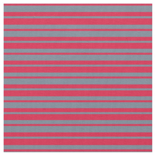 Crimson & Slate Grey Lines/Stripes Pattern Fabric (Close Up)