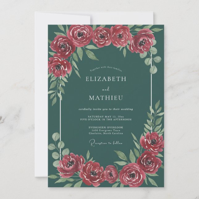Crimson Slate Painted Wedding Invitation (Front)