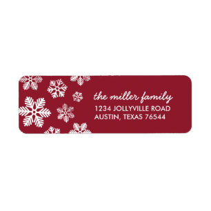 Crimson Snowflakes Personalised Address Labels