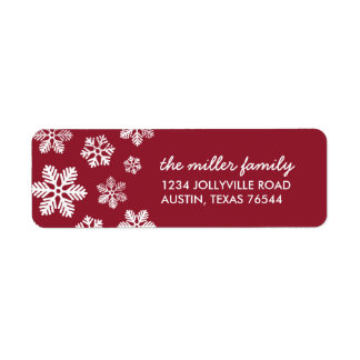 Crimson Snowflakes Personalised Address Labels