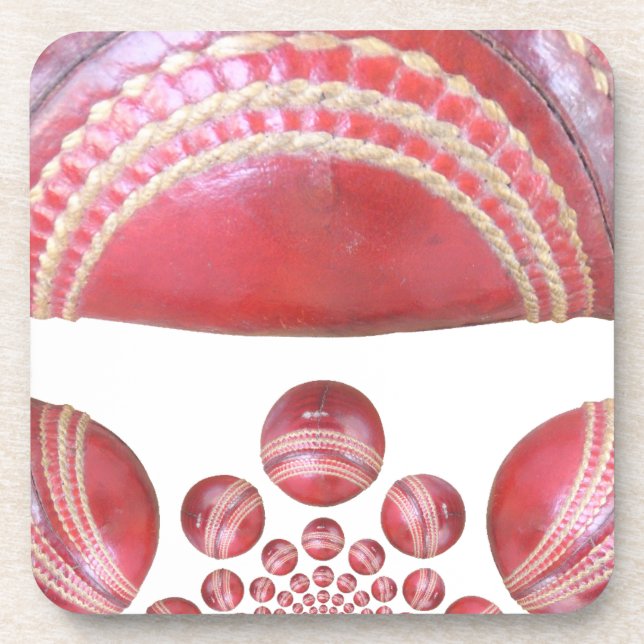 Crimson Spin – A Beautiful Red Cricket Ball Arti Coaster (Front)