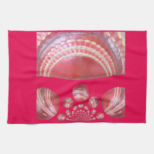 Crimson Spin – A Beautiful Red Cricket Ball Arti Tea Towel