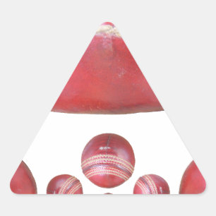Crimson Spin – A Beautiful Red Cricket Ball Arti Triangle Sticker