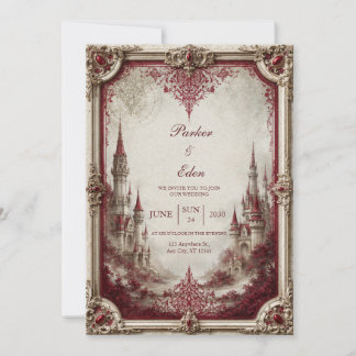 Crimson Spire Castle Wedding Invitation