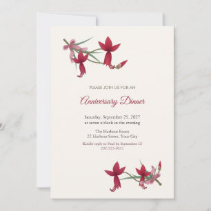 Crimson Sprekelia Anniversary Dinner Invitation