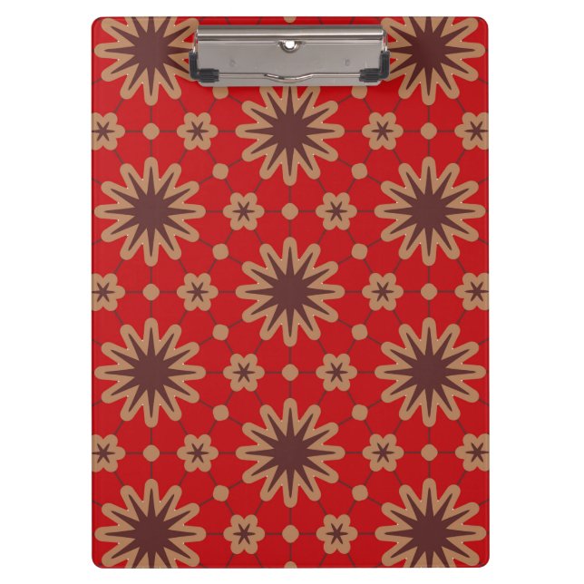 Crimson Starburst Bloom Clipboard (Front)