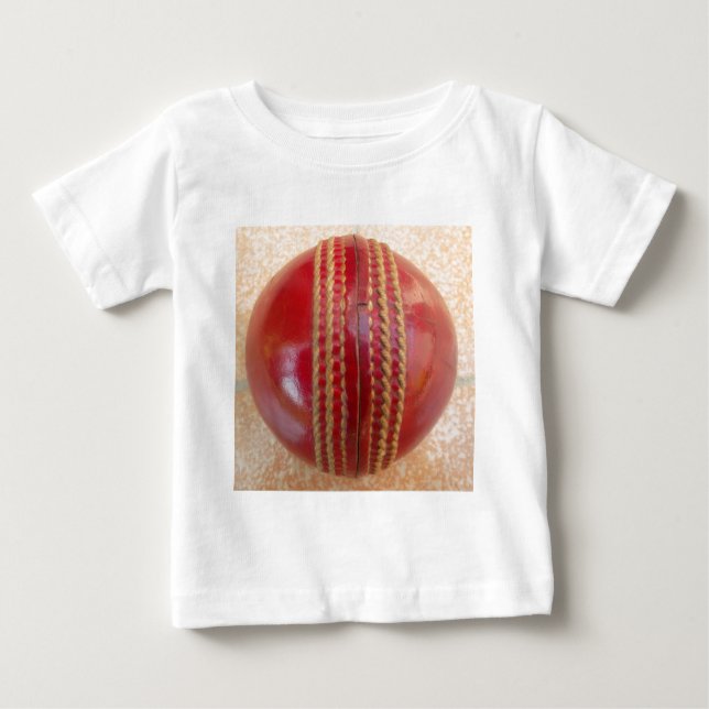 Crimson Stitch Focus: Close-Up of Cricket's Heart Baby T-Shirt (Front)