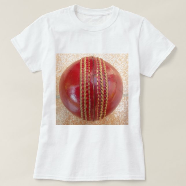 Crimson Stitch Focus: Close-Up of Cricket's Heart T-Shirt (Design Front)