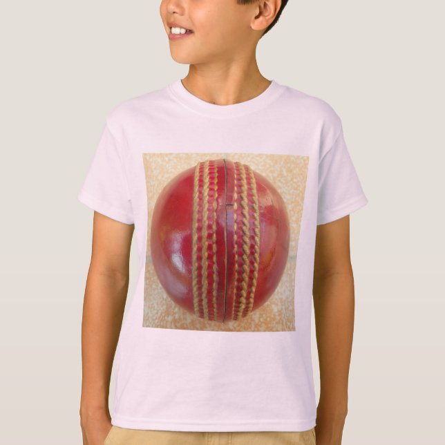 Crimson Stitch Focus: Close-Up of Cricket's Heart T-Shirt (Front)