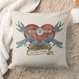 Crimson Submarine Gold Dolphin Throw Pillow