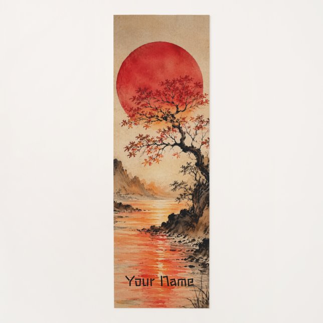 Crimson sun over Tree of Life Yoga Mat (Front)
