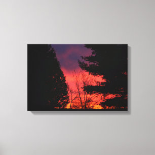 Crimson Sunrise Over Hubbell, Michigan Canvas Print