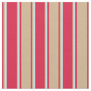 Crimson, Tan, and Turquoise Stripes/Lines Pattern Fabric
