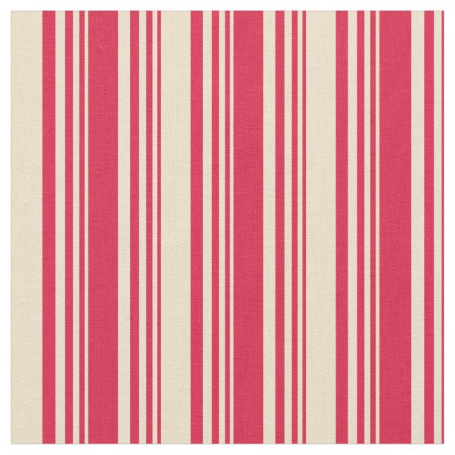 Crimson & Tan Stripes Pattern Fabric (Close Up)