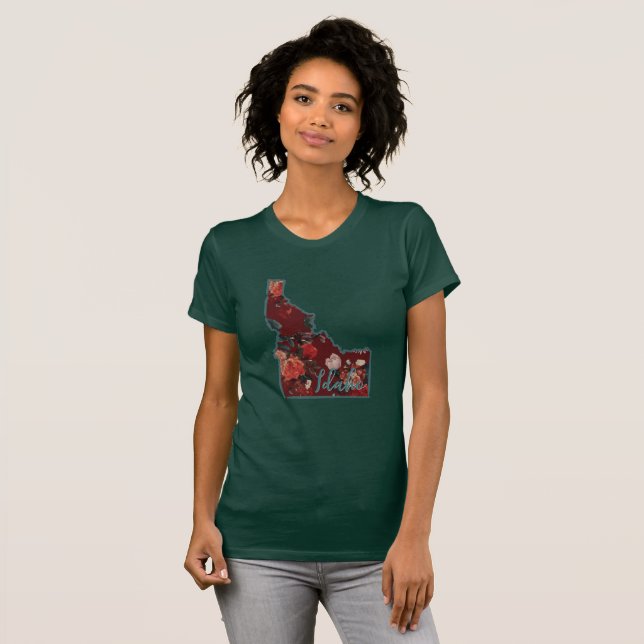 Crimson & Teal Idaho Floral T-shirt (Front Full)