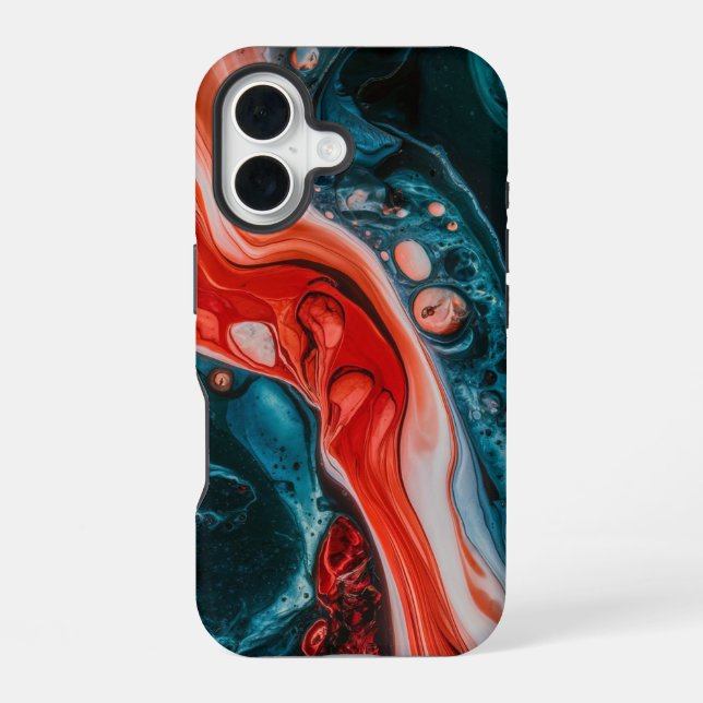 Crimson Tide Abstract iPhone 16 Case (Back)
