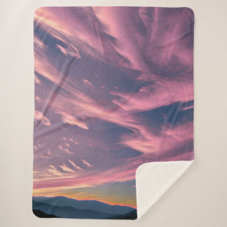 Crimson-tinged clouds sherpa blanket