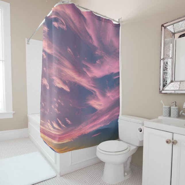 Crimson-tinged clouds shower curtain (In Situ)