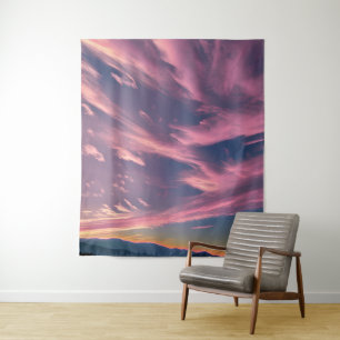 Crimson-tinged clouds tapestry