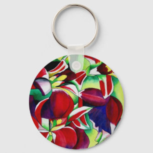 Crimson tropical Singapore Orchids flower art Key Ring