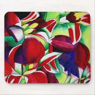 Crimson tropical Singapore Orchids flower art Mouse Pad