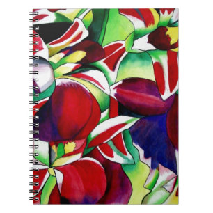 Crimson tropical Singapore Orchids flower art Spiral Notebook