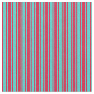 Crimson & Turquoise Coloured Striped Pattern Fabric