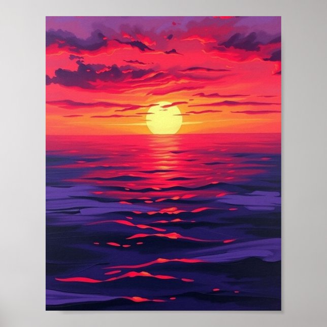 "Crimson Twilight Serenity" - Original Digital Pai Poster (Front)