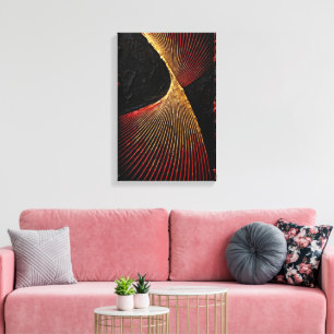 Crimson Twist - Molten Gold and Red, Ultra Thick Canvas Print