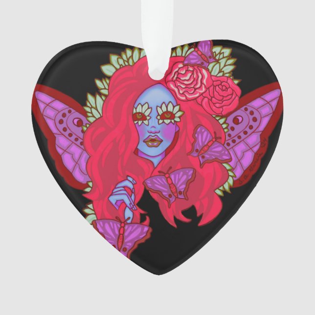 Crimson Violet Butterfly Fairy Ornament (Front)