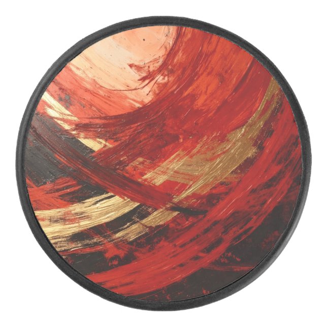 Crimson Vortex Hockey Puck (Front)