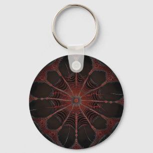 Crimson Web: Fractal Dance with the Redback Spider Key Ring