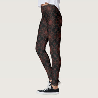 Crimson Web: Fractal Dance with the Redback Spider Leggings
